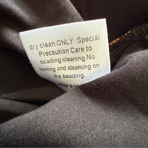 AZI New York Black Top L Sequin Beaded Embroidered Glam Party Evening Maximalist - Picture 7 of 8